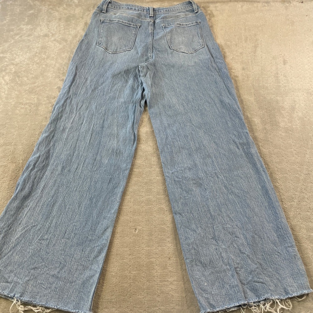 Vervet Blue Wide Leg Jeans Womens 30 Light Wash High Rise Raw Hem Boho Mom - Picture 10 of 11